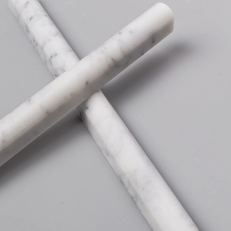 Diflart 10-Pack Carrara White Marble Pencil Liner Trim 3/512 Inch Honed Marble