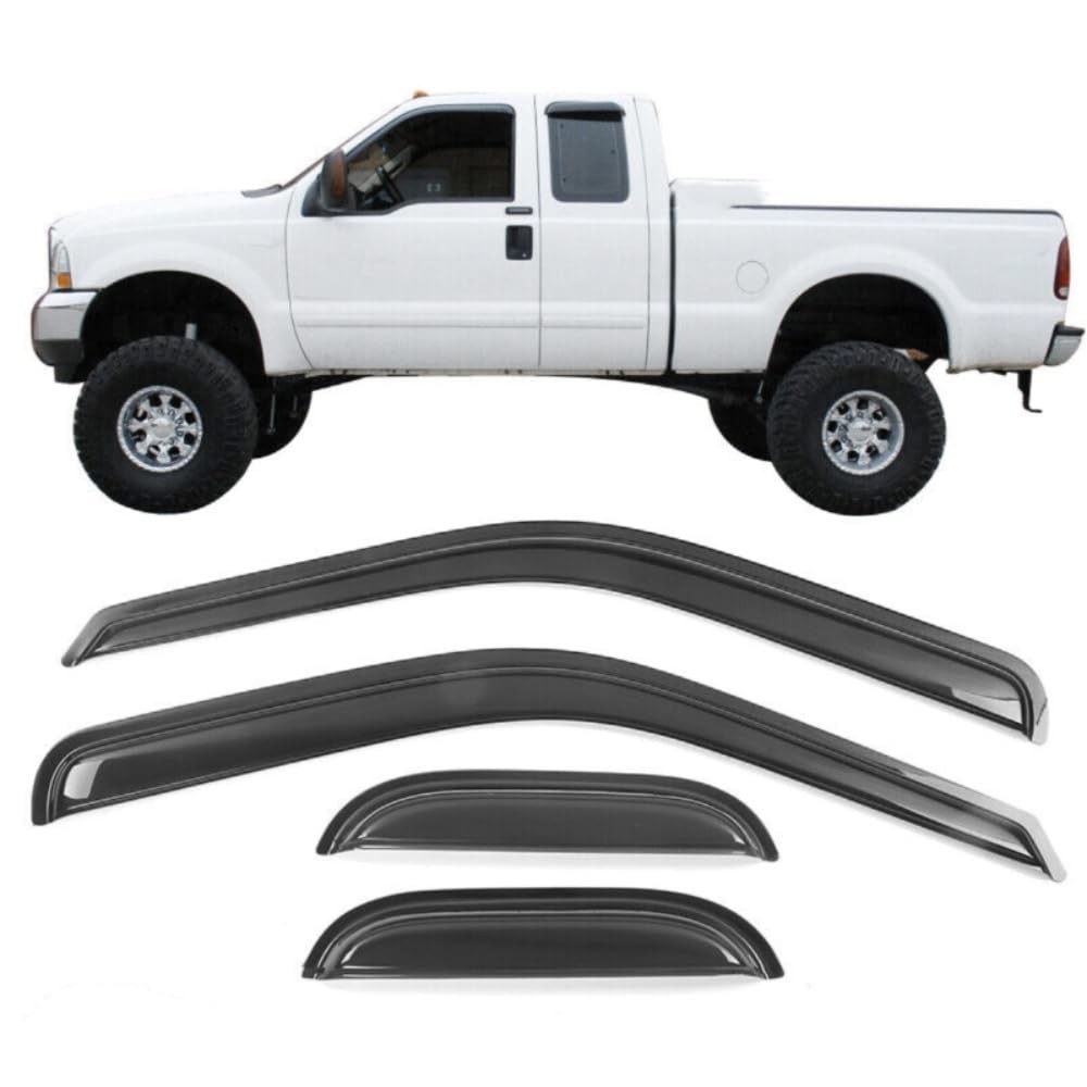 4pcs Tape On Vent Visor Smoke for Ford F250 F350 Super Duty 99-16 WD-FFSD99EC