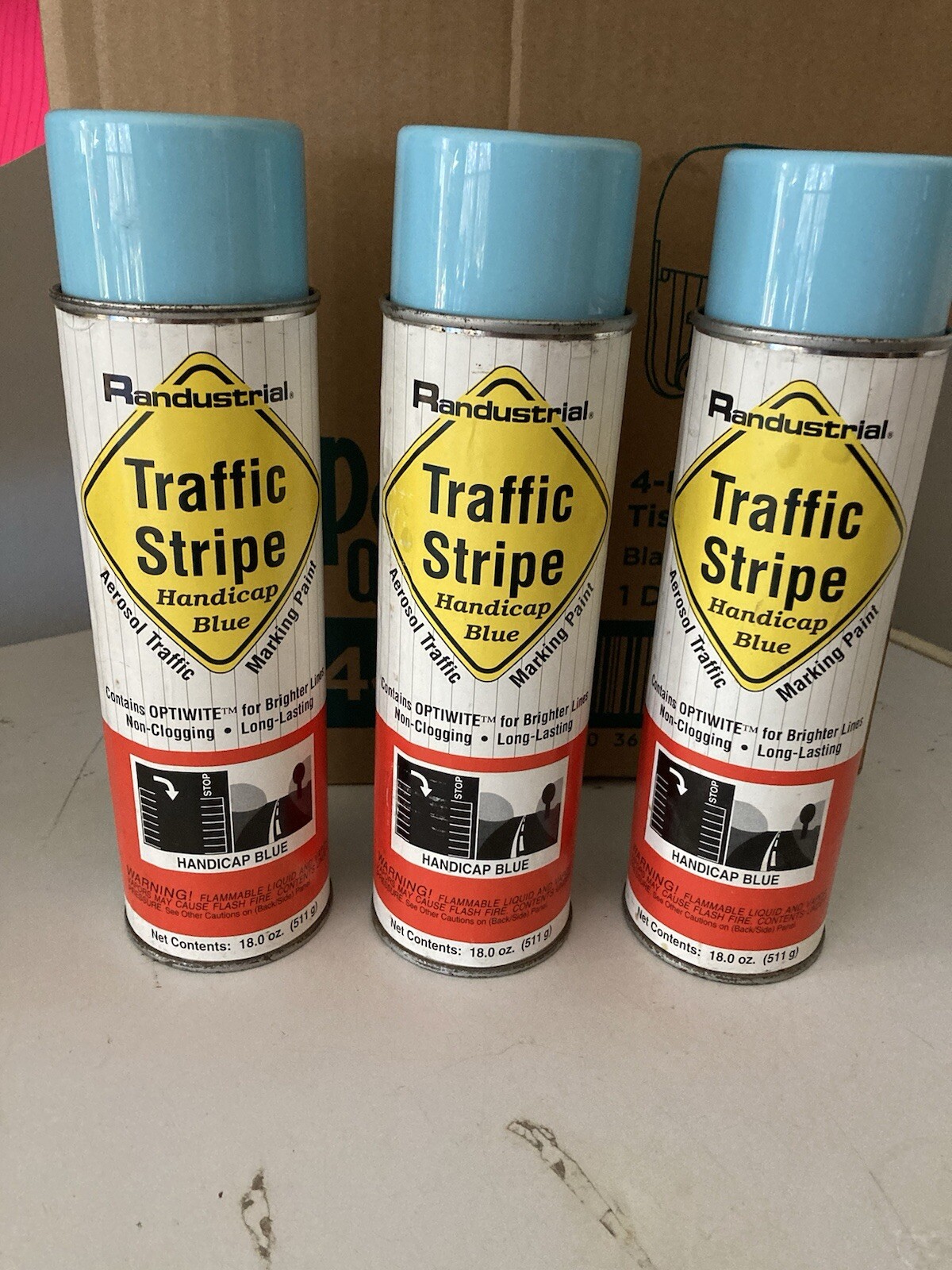 Randustrial Traffic Stripe, Aerosol Traffic Marking Paint, Handicap Blue, 18 oz.
