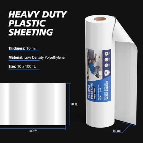 10x100ft Crawl Space Vapor Barrier 10 Mil Black White