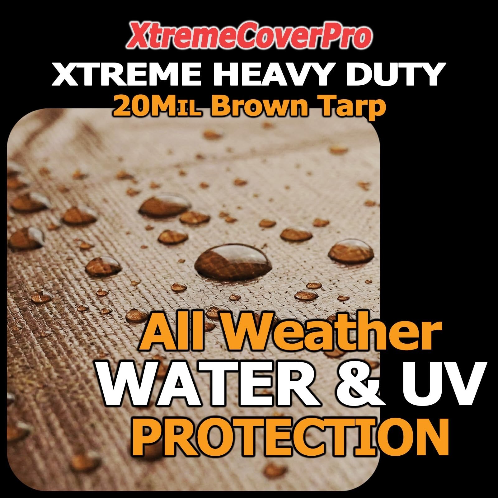 10′ x 20′ Brown Super Ultra Heavy-Duty Tarp– 20 Mil Waterproof & UV-Resist