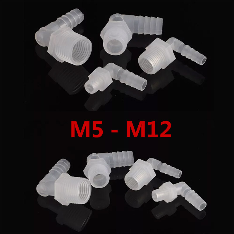 M6-M12 Male Thread Pipe Fitting L-Shaped Joint Plastic Reducing Hose Thread 90 °