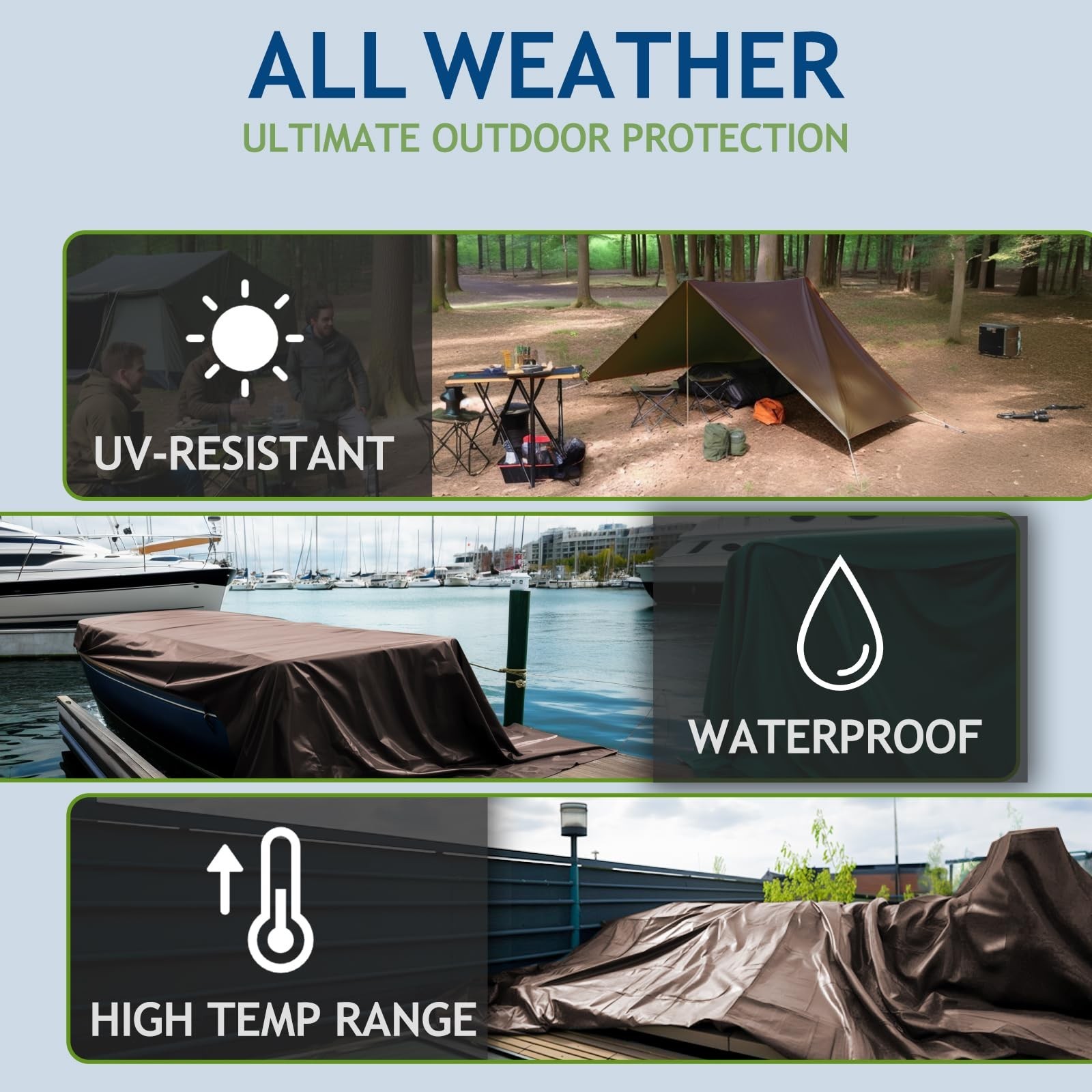 10 Mil Heavy Duty Waterproof Tarps, 20×30 Ft Finished Size Tarps, Premium Tar…