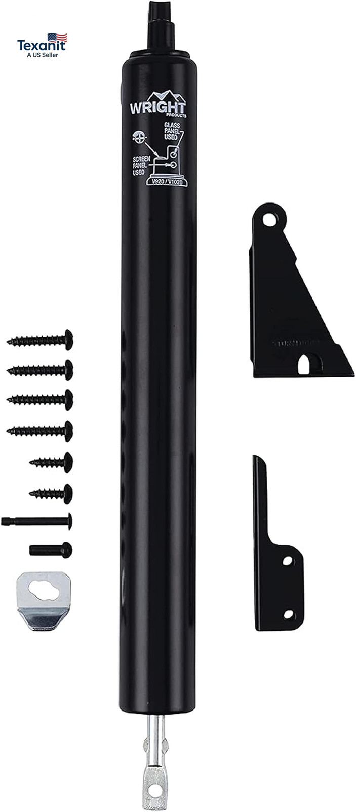 V1020BL Standard Duty Pneumatic Screen and Storm Door Closer, Black