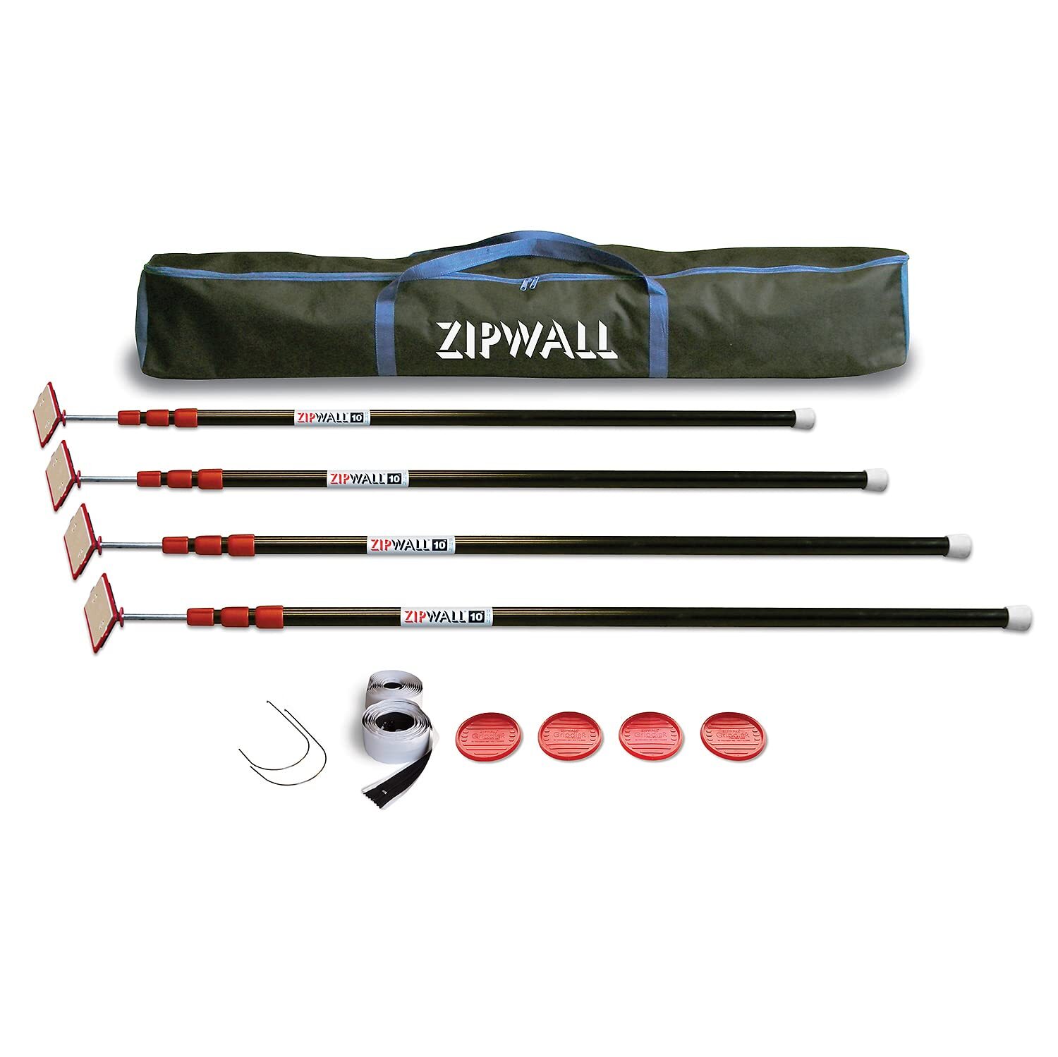 ZIPWALL ZP4 ZipPole 10 Foot Spring er Pack of 4 Loaded Poles for Dust