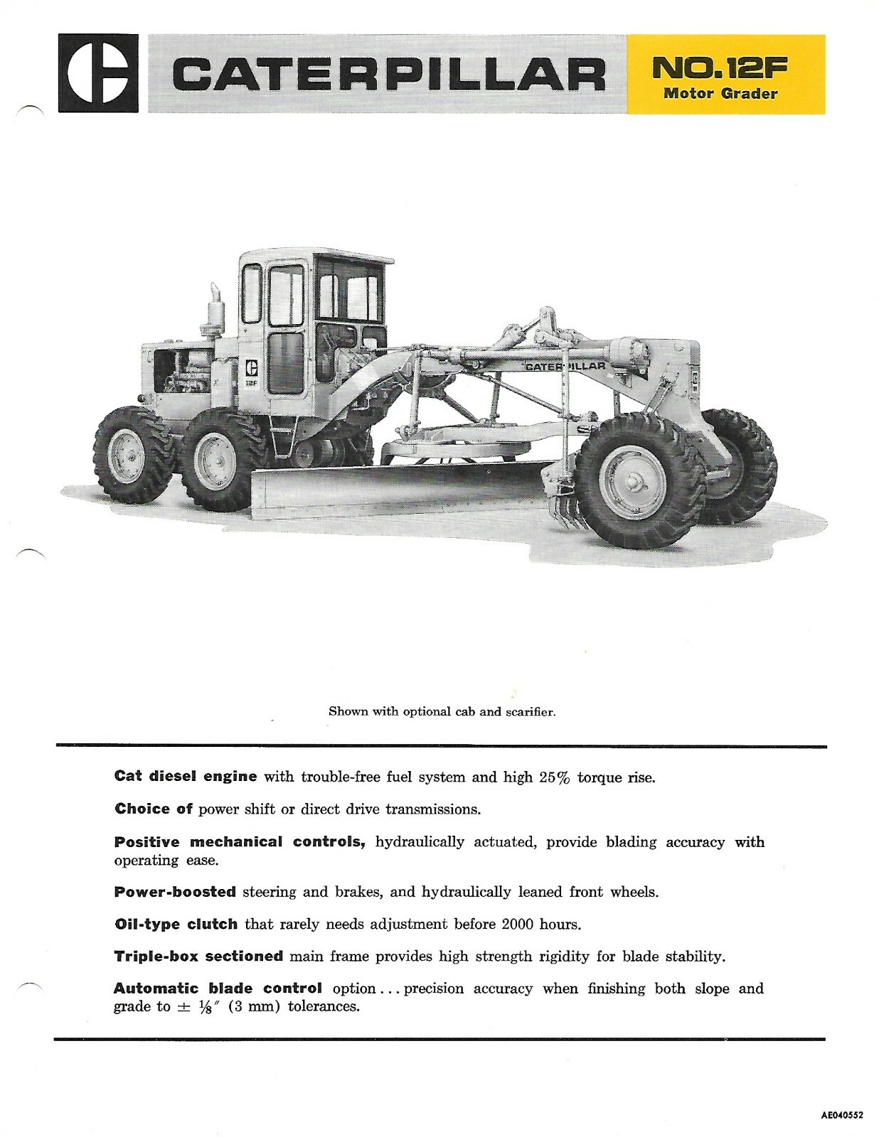 Equipment Brochure – Caterpillar – 12F- Motor Grader – 1970 (E6909)