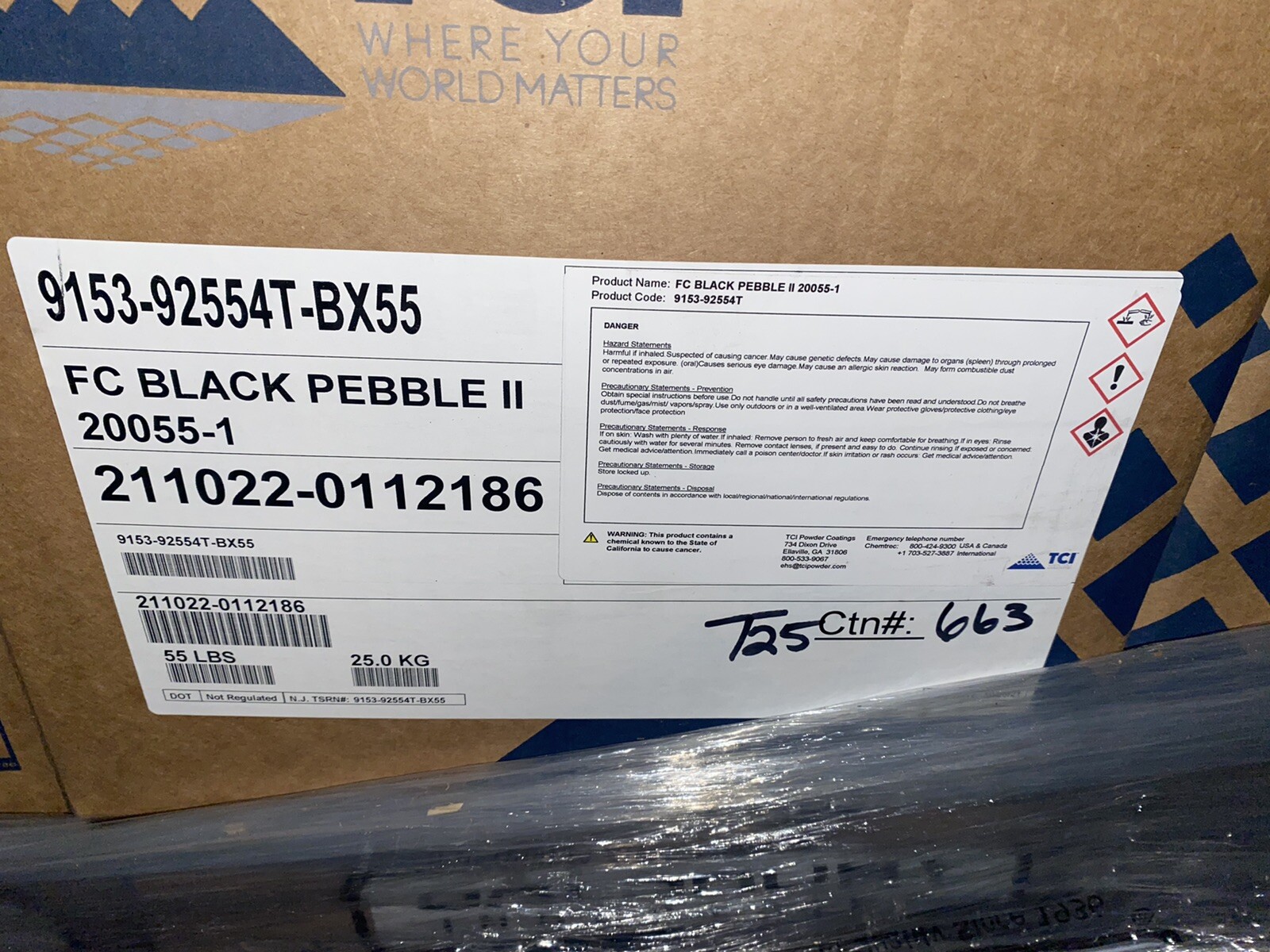 BRAND NEW TCI POWDER COATINGS FC BLACK PEBBLE II 20055-1 55 LBS