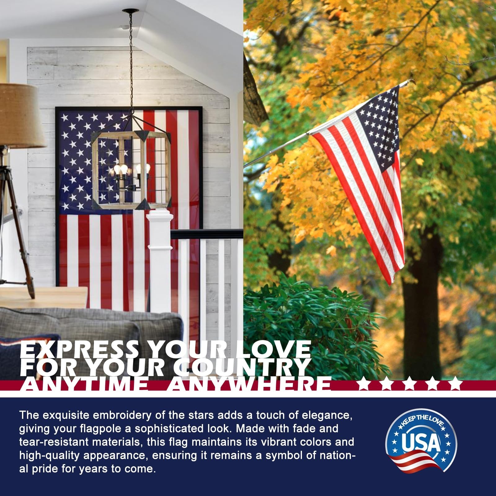 American Flag 3×5 FT for Outdoor or Indoor – All-Weather Heavy Duty Durable U…