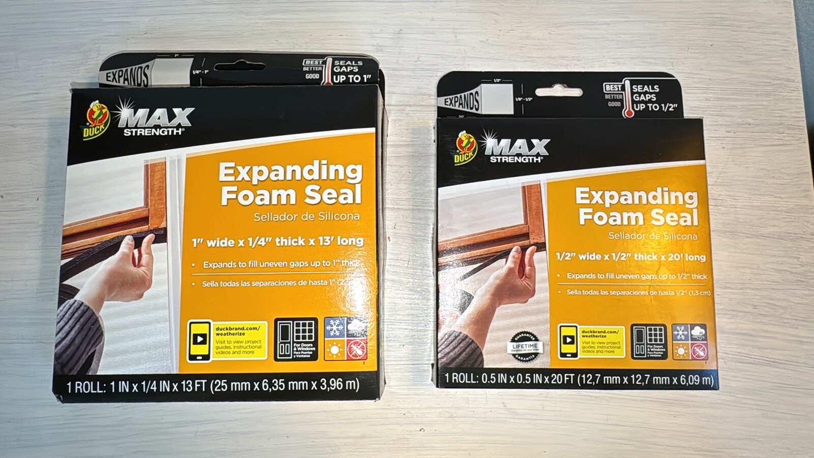 Duck MAX STRENGTH Expanding Foam Seal BLACK 1″ Wide x 1/4″ Thick x 13′ Long