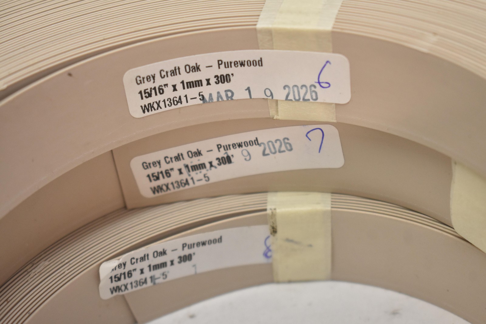 Purewood Grey Craft Oak Edge Banding 15/16 In X 300 Ft 1mm Lot Of 3 Rolls