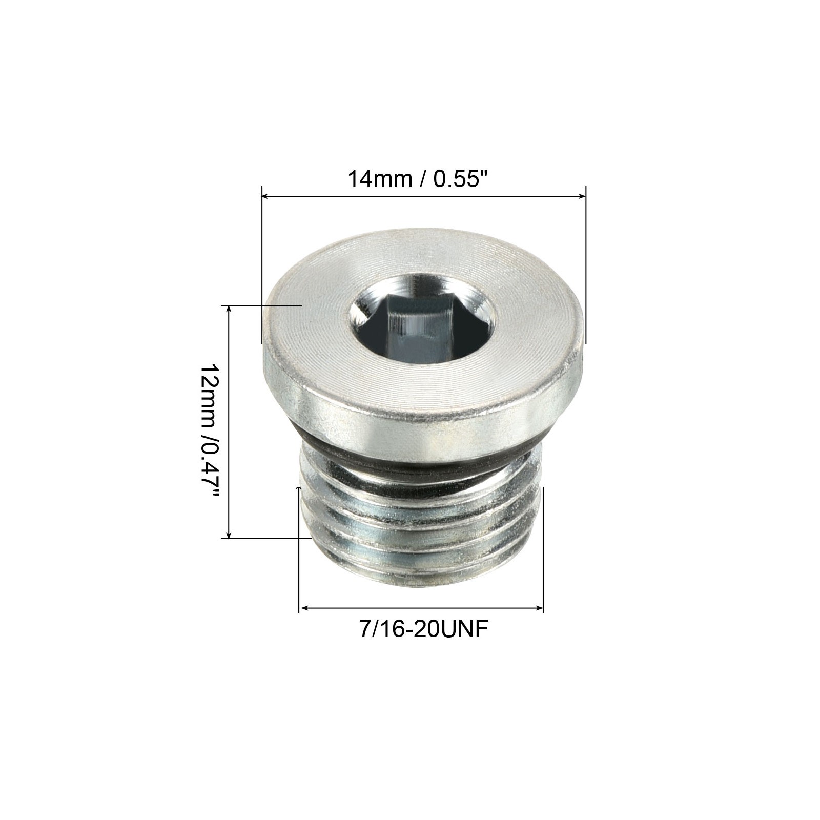 3Pack 7/16-20UNF Hex Head Pipe Fitting Plug Male Thread 45# Steel Plug