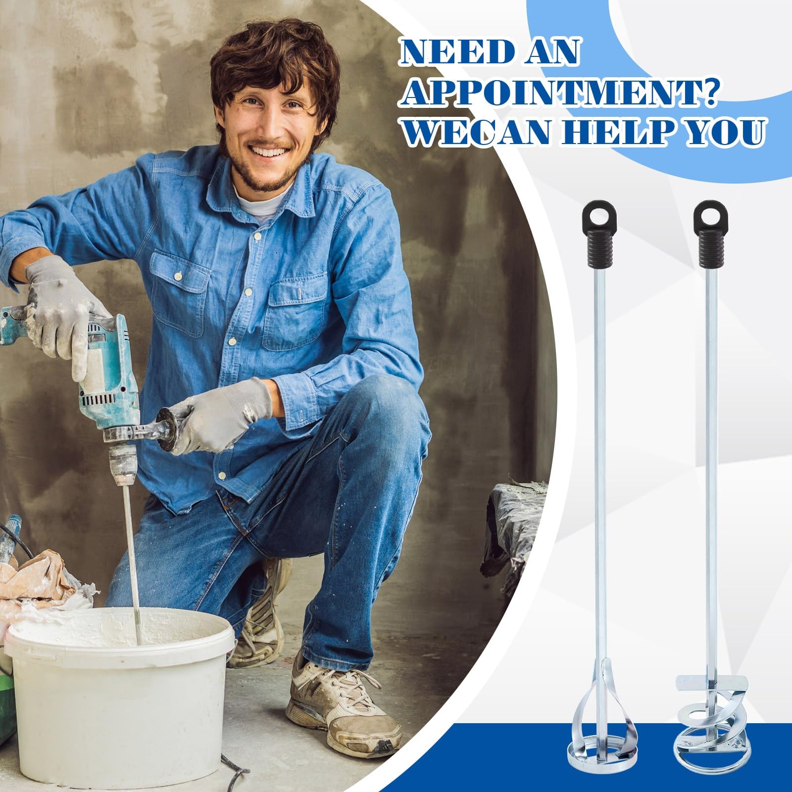 Set of 2 Paint Mixer for Drill Painting Mixer Stirrer Drill Attachment, 15.7 …