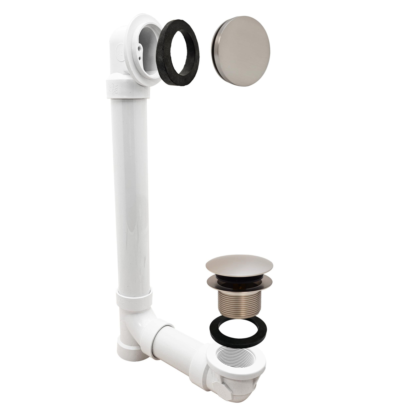Westbrass 493244H-07 12″ & 4″ Bath Waste & Overflow 1 Pack, Satin Nickel