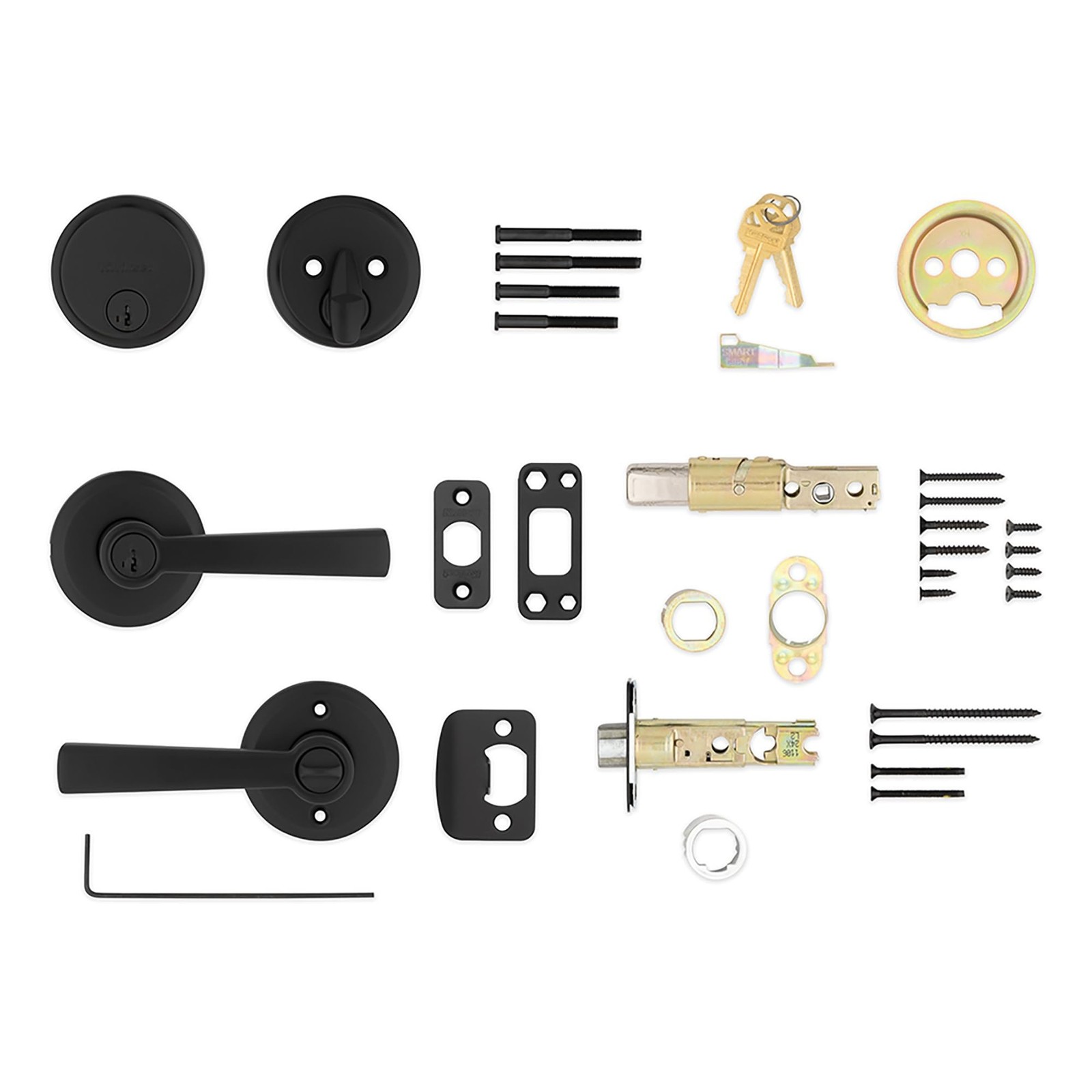 Kwikset Trafford Front Door Lock Handle and Deadbolt Combo Set, Matte Black, …