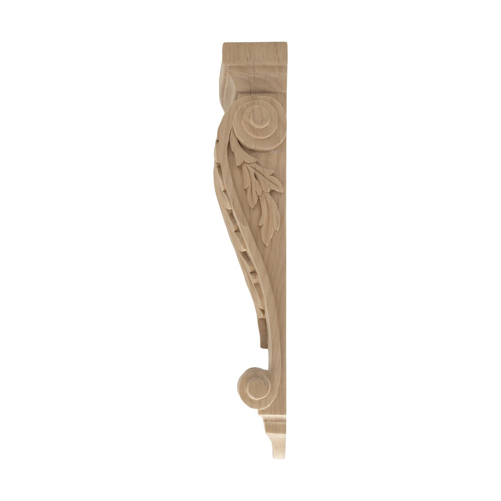 Outwater 15-3/8″ x 5-7/8″ x 2-5/8″ Unfinished Alder Acanthus Leaf Wood Corbel