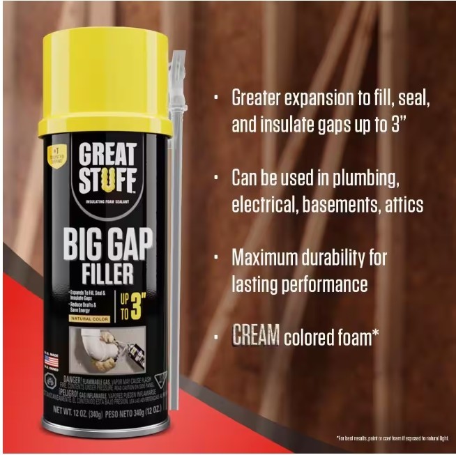 NEW ~DuPont Great Stuff Big Gap Filler Insulating Foam Sealant 12 Oz., Cream _