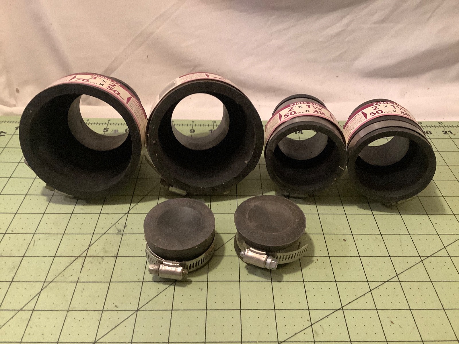 Lot of 6 Fernco Flexable Rubber Fittings for Cast Iron, PVC, Copper FREE SHIP