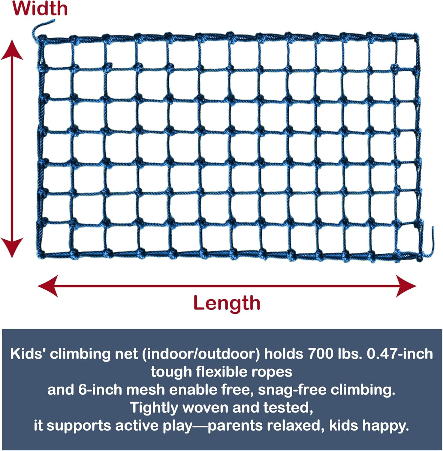 Upgraded Kids’ Polyester Climbing Net, 8 Sizes, Heavy-Duty & Exquisite, Ideal fo