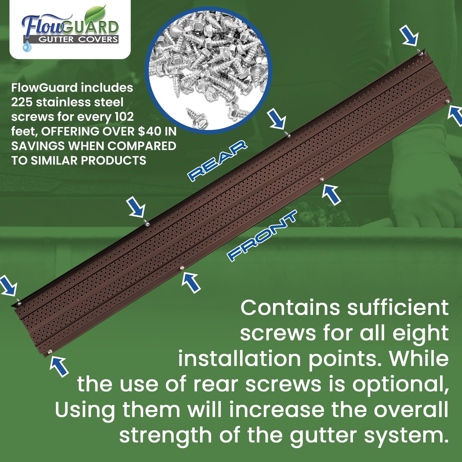 Flowguard Usa Made Professional Diy 5 Inch High Clearance 50-Year Gutter Cover