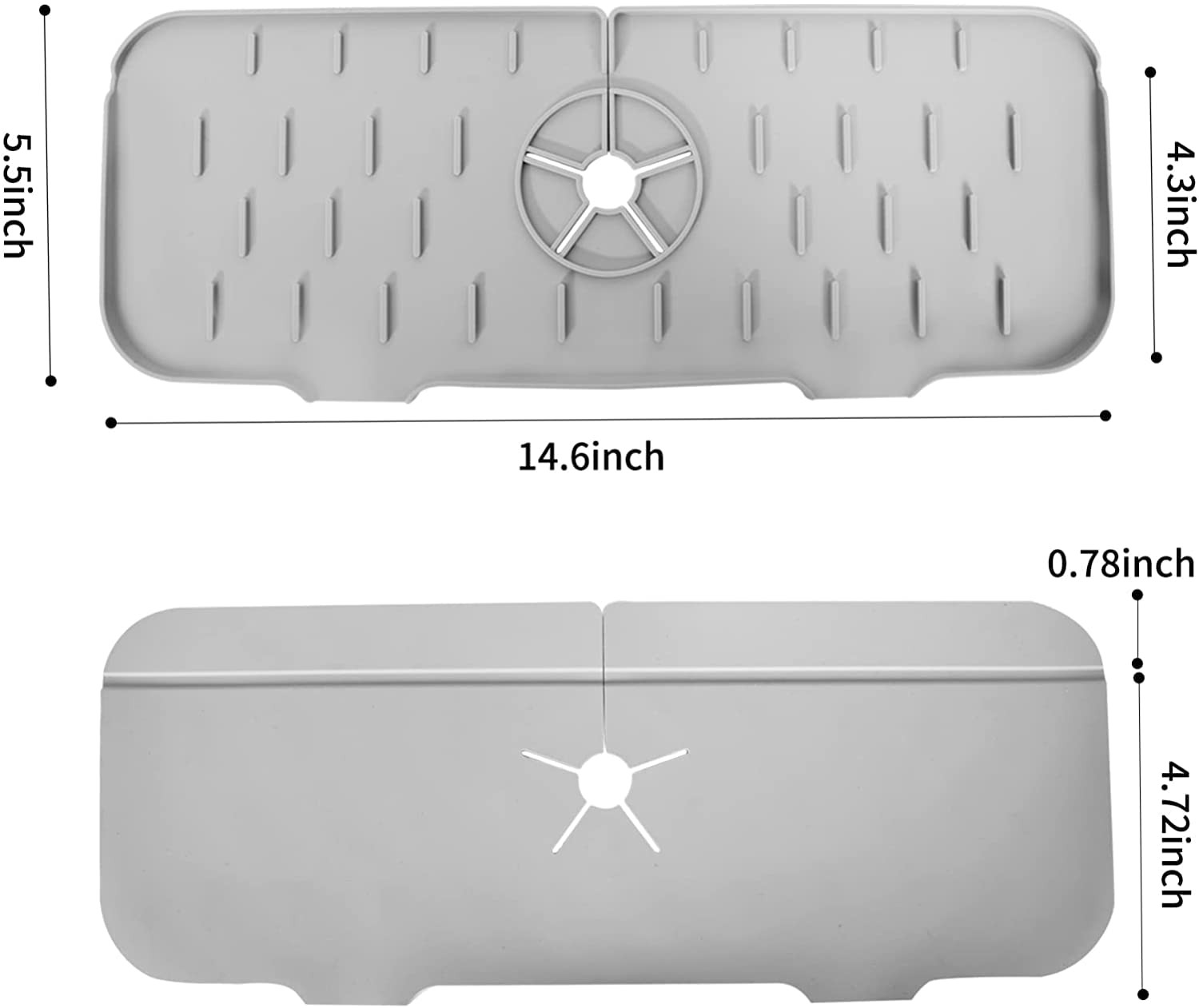 Silicone Faucet Sink Mat Splash Guard, Drain Pad Behind Grey 1pcs
