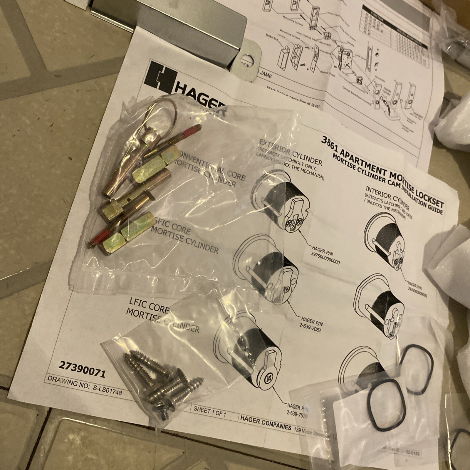 HAGER 3800 Series APARTMENT Mortise Lock Set NEW,3850,3861