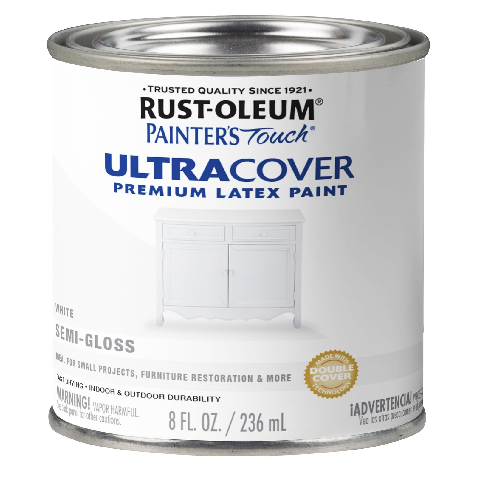 Rust-Oleum 1993730 Painter’s Touch 8 Fl Oz (Pack of 1), Semi-Gloss White