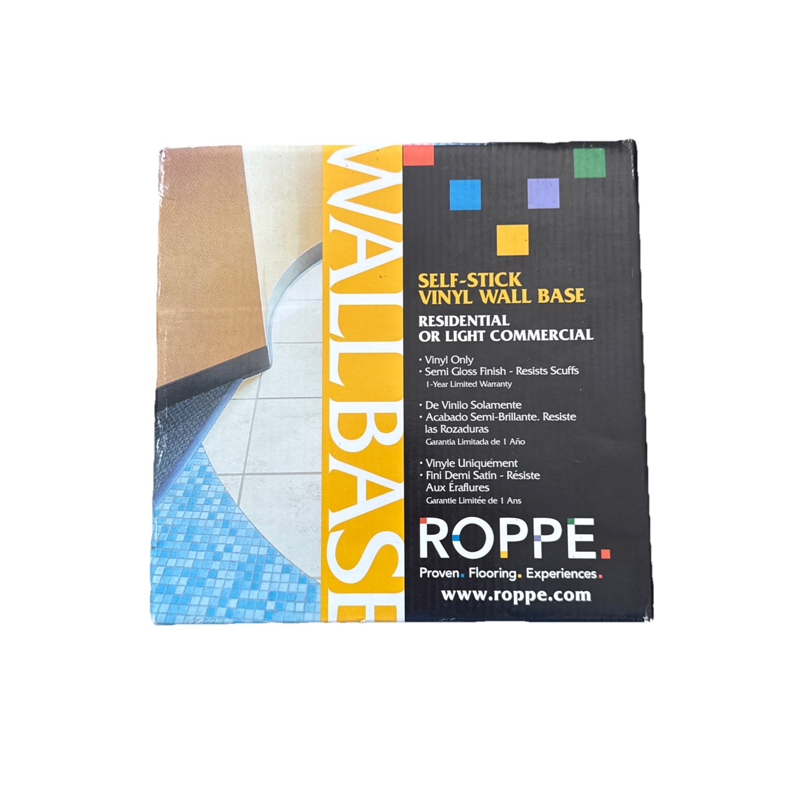 NEW Roppe 4 In. x 20 Ft. Roll SNOW Vinyl Self-Stick Wall Cove Base HC40C54S161
