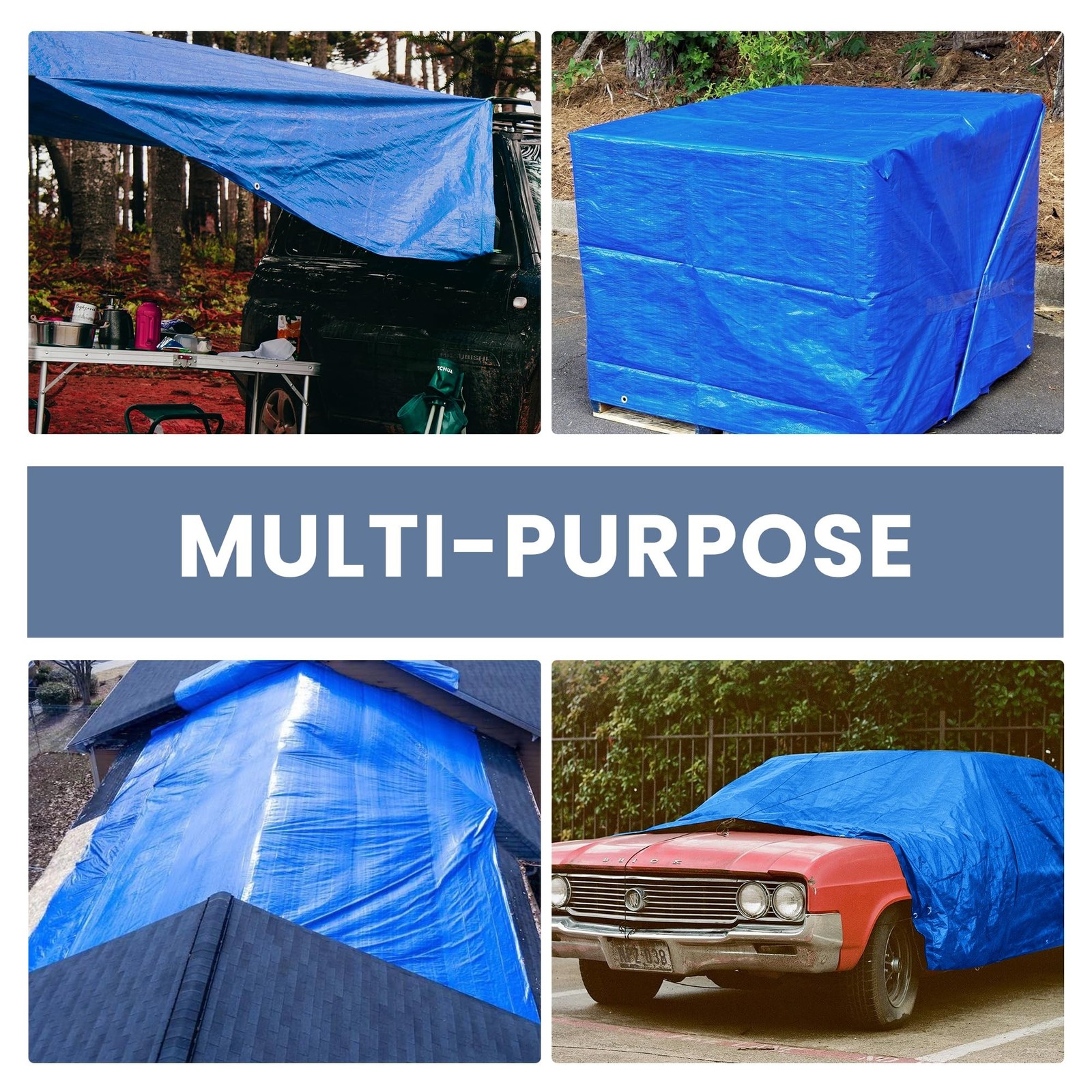 12x20ft Waterproof Tarp 7mil UV Resistant Multipurpose Blue&Black Blue/Black