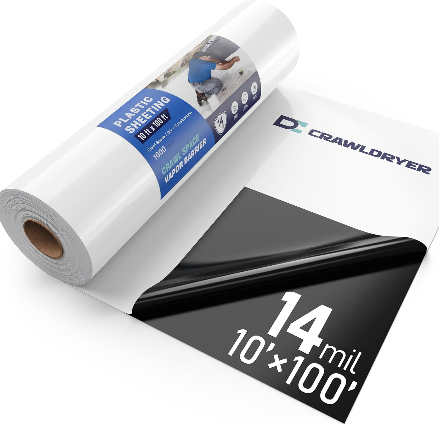 Crawl Space Vapor Barrier – 14 Mil 10′ X 100′, Vapor Barrier for Crawlspace Enca