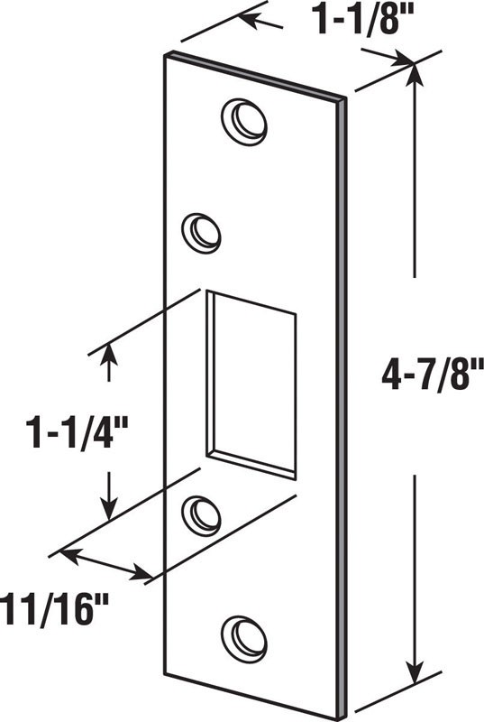 Prime-Line E2432 Brass Plated Steel Deadbolt Strike 4.9 In. H x 1.1 L in.