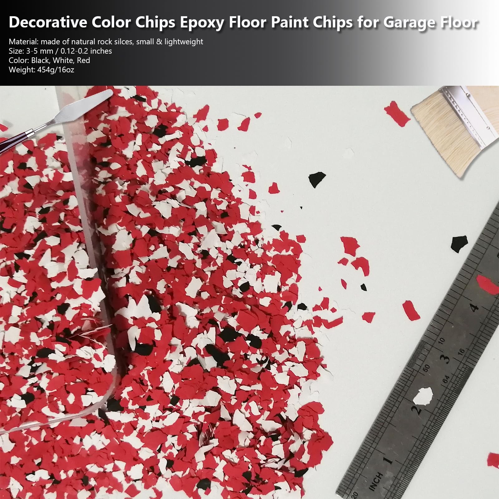 1LB Epoxy Floor Flakes Blend 16 Ounce (Pack of 1), Black, White, Red