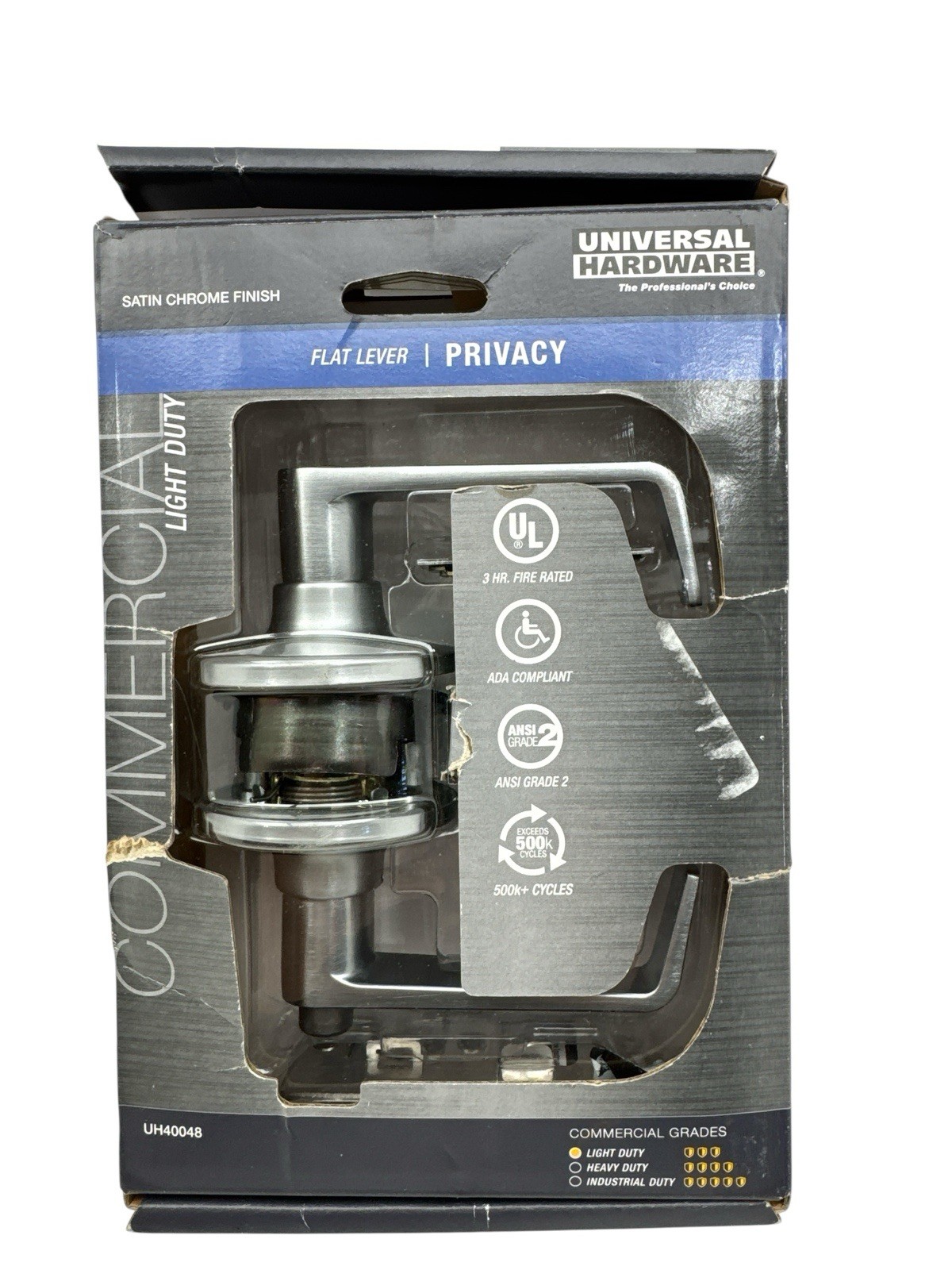 Privacy Door Lever Light Duty Commercial Satin Chrome Unversal Hardware UH40048