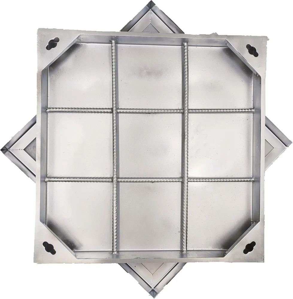 24X24 Stainless Steel Manhole Cover and Frame, Square Septic Tank Lid with Base,