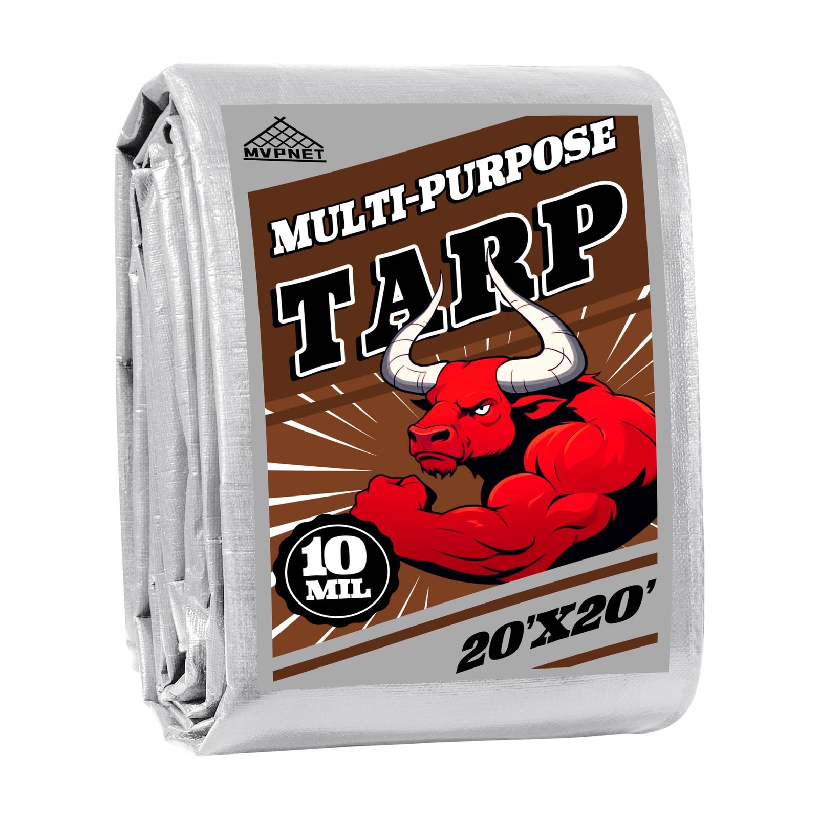 Tarp 20×20 ft Heavy Duty 10mil Silver/Brown 100% Waterproof High Durability M…