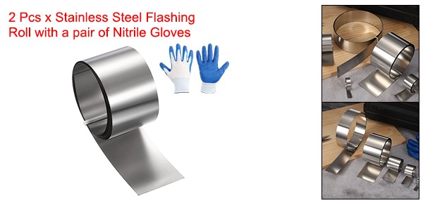 2Pcs, 1inx3.3ft Stainless Steel Flashing Roll 0.1mm Metal Roof Panels