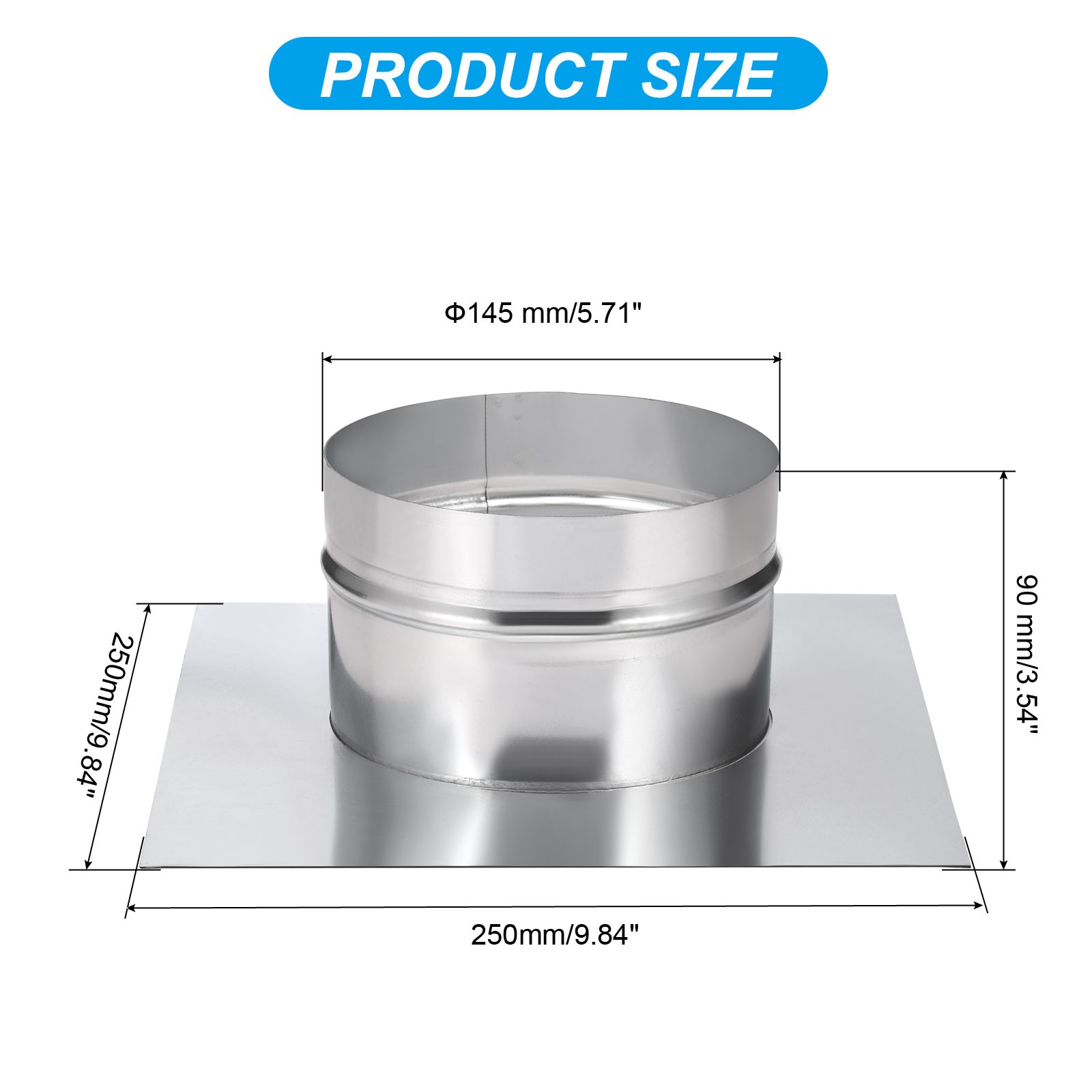6″ Galvanized Steel Duct Connectors Flange Air Ducting Mounting Plate 10″x10″