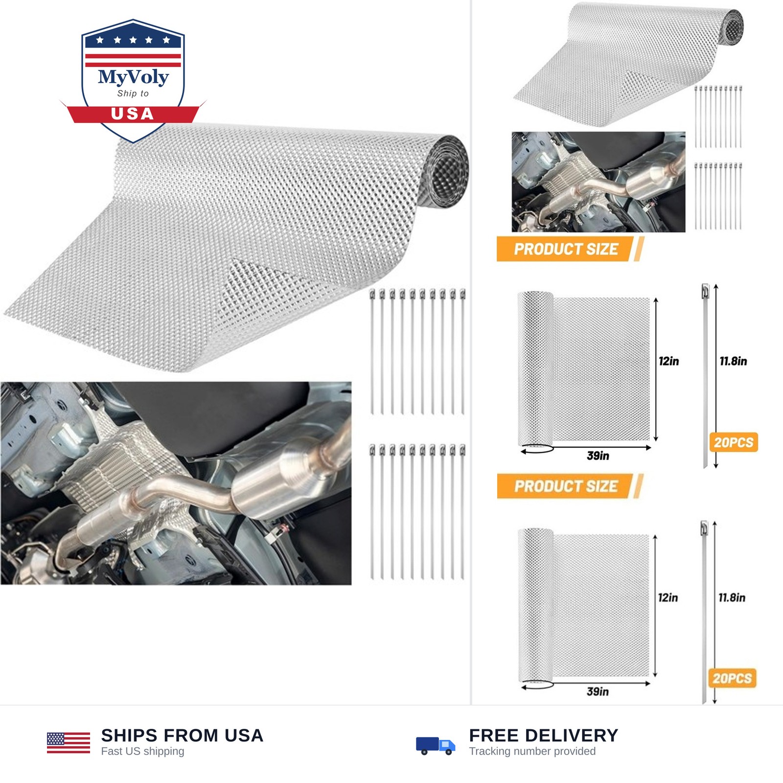 UNIFAMILY Embossed Exhaust Heat Shield Automotive, 12″ x 39″ Aluminum Exhaust…