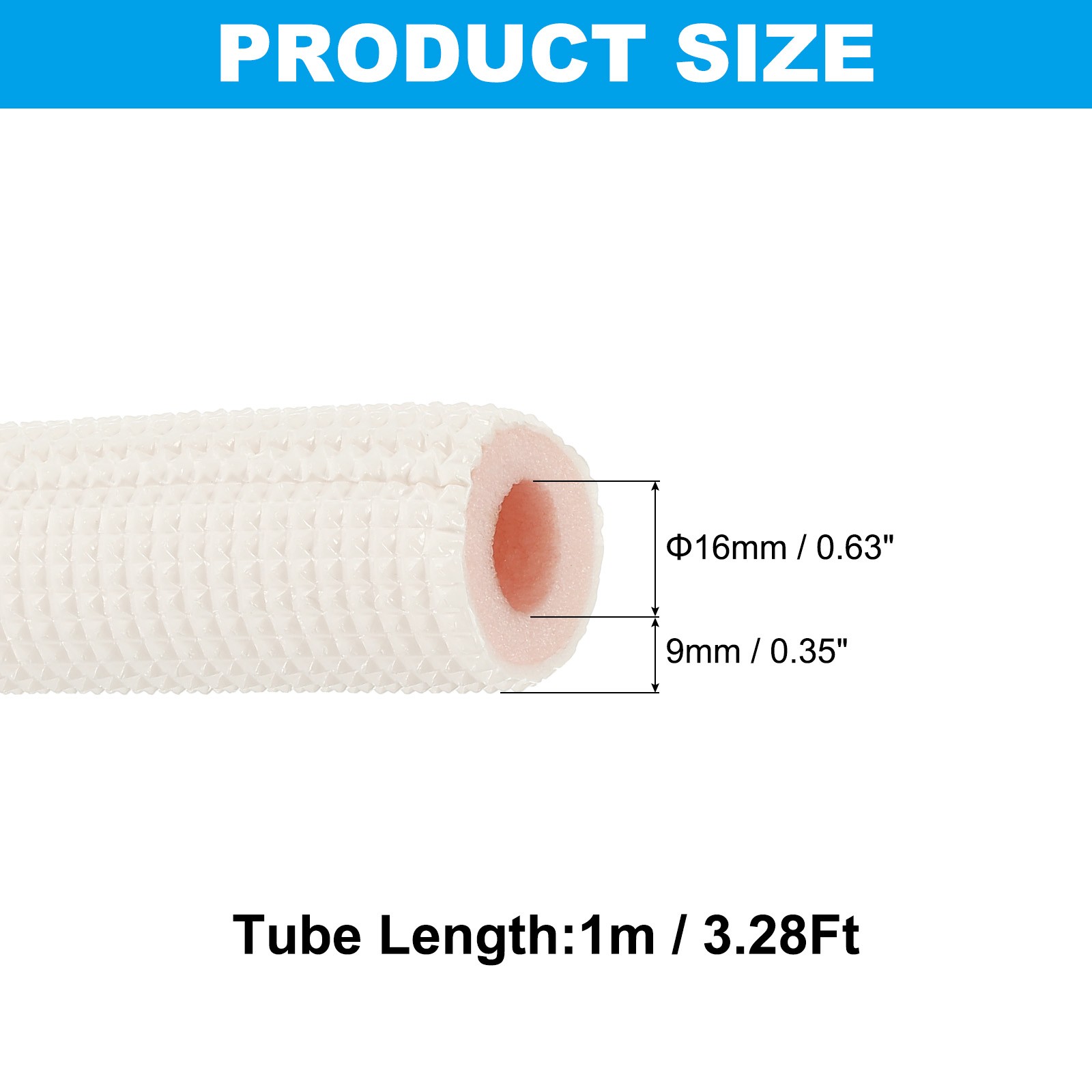 5/8″ Heater Pipe Insulation Foam Tube Heat Preservation Tubing, 1m(3.28Ft)