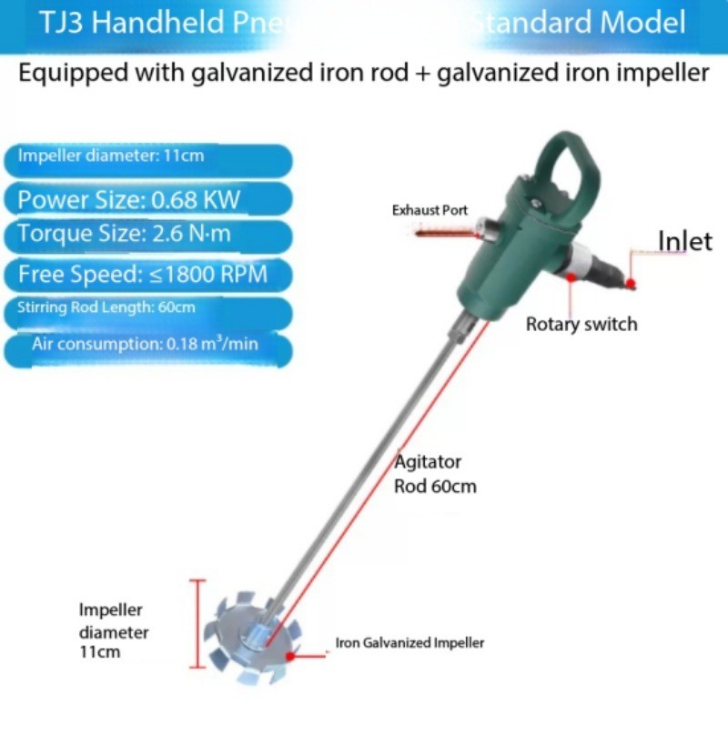 TJ3 Pneumatic Mixer, Agitator, Handheld Mixer for Paint and Coatings