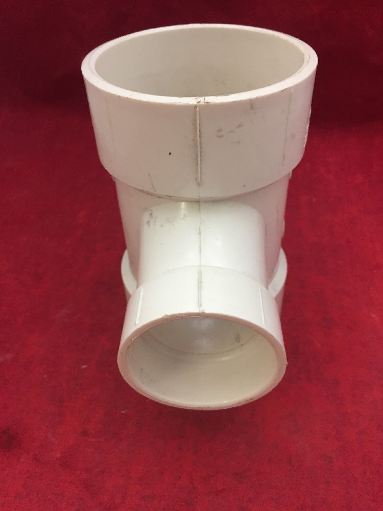 One New PVC Plastic Pipe Fitting3″x3″x2″ WYE Tee 6.25″ Long White