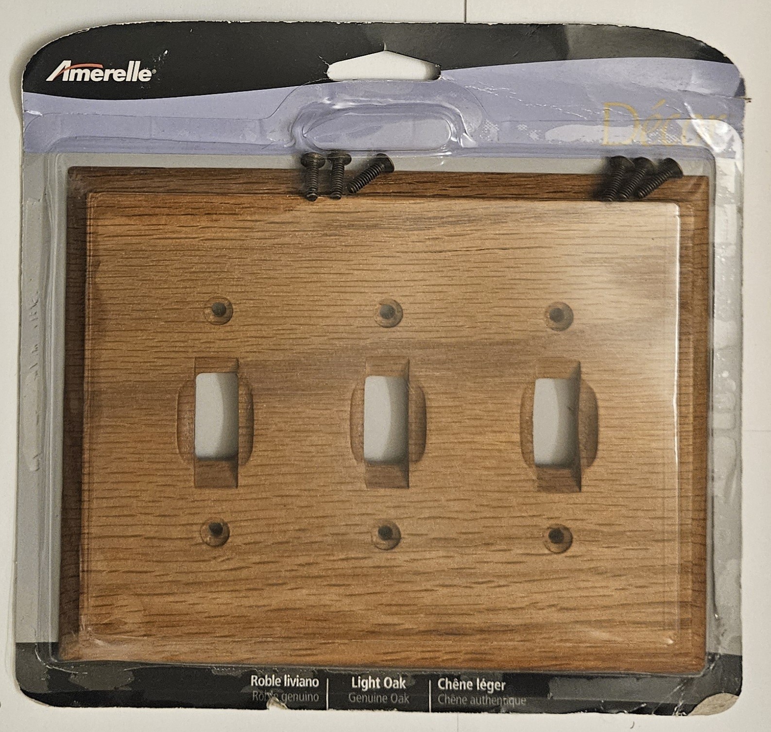 Amerelle 3 Toggle Wall Plate Solid Oak 4025TTT NEW