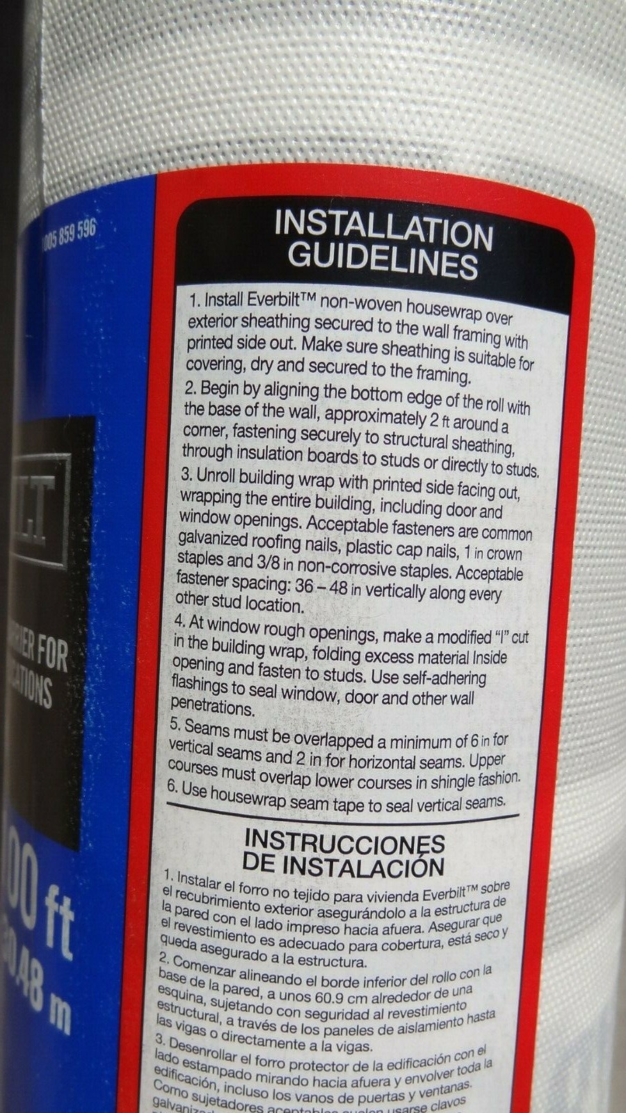 Everbilt Non-Woven Housewrap 3 ft x 100 ft (Covers 300 sq ft) Air Water Barrier