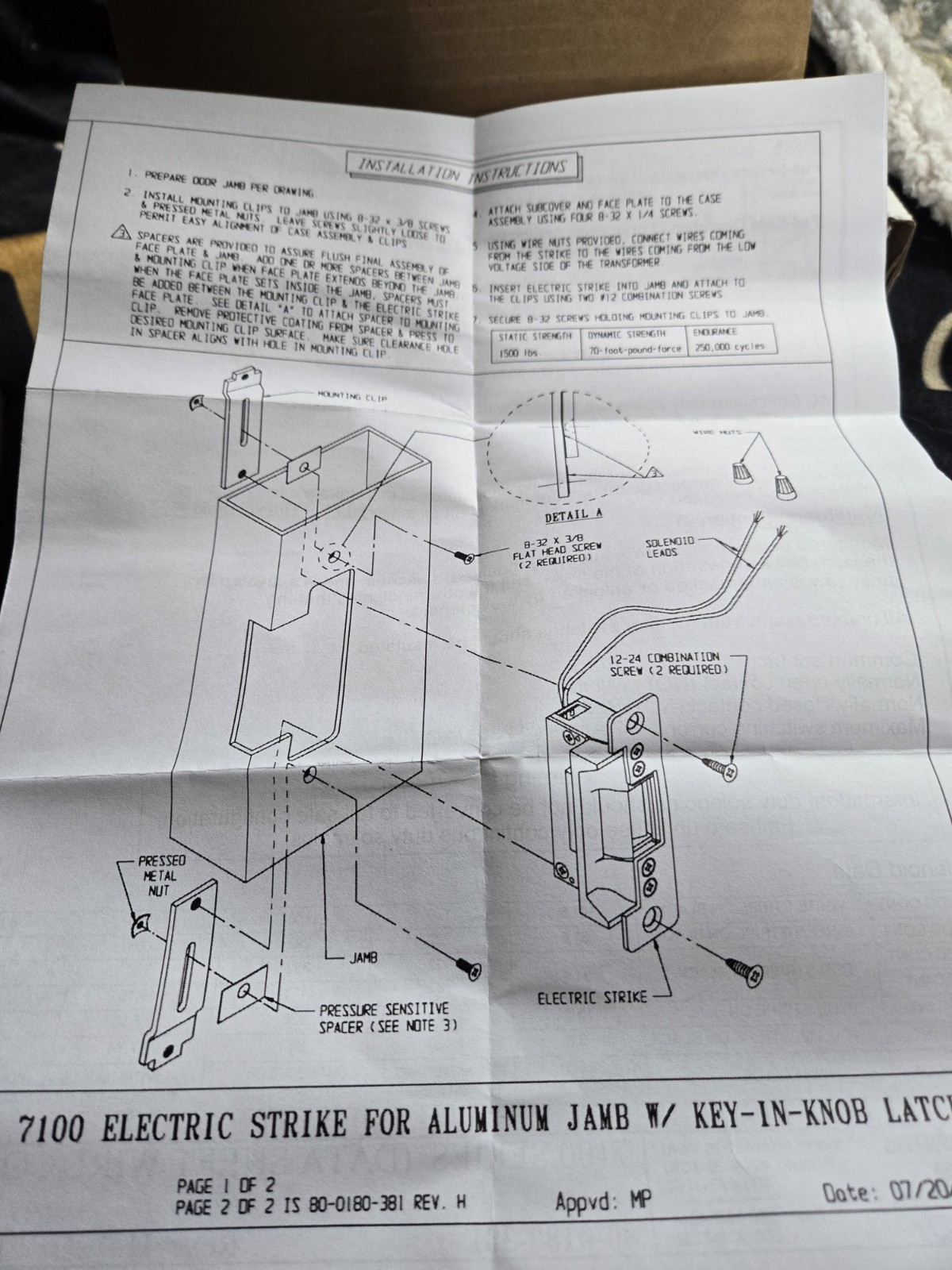 Adams Rite ASSA ABLOY 7100-540 Electric Strike 24V AC