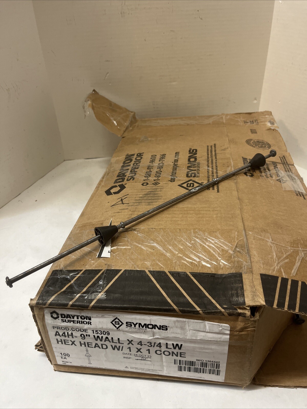 Box of 100 Dayton A4H 9″ Wall X 4 3/4 LW HEX HEAD W/1×1 Cone