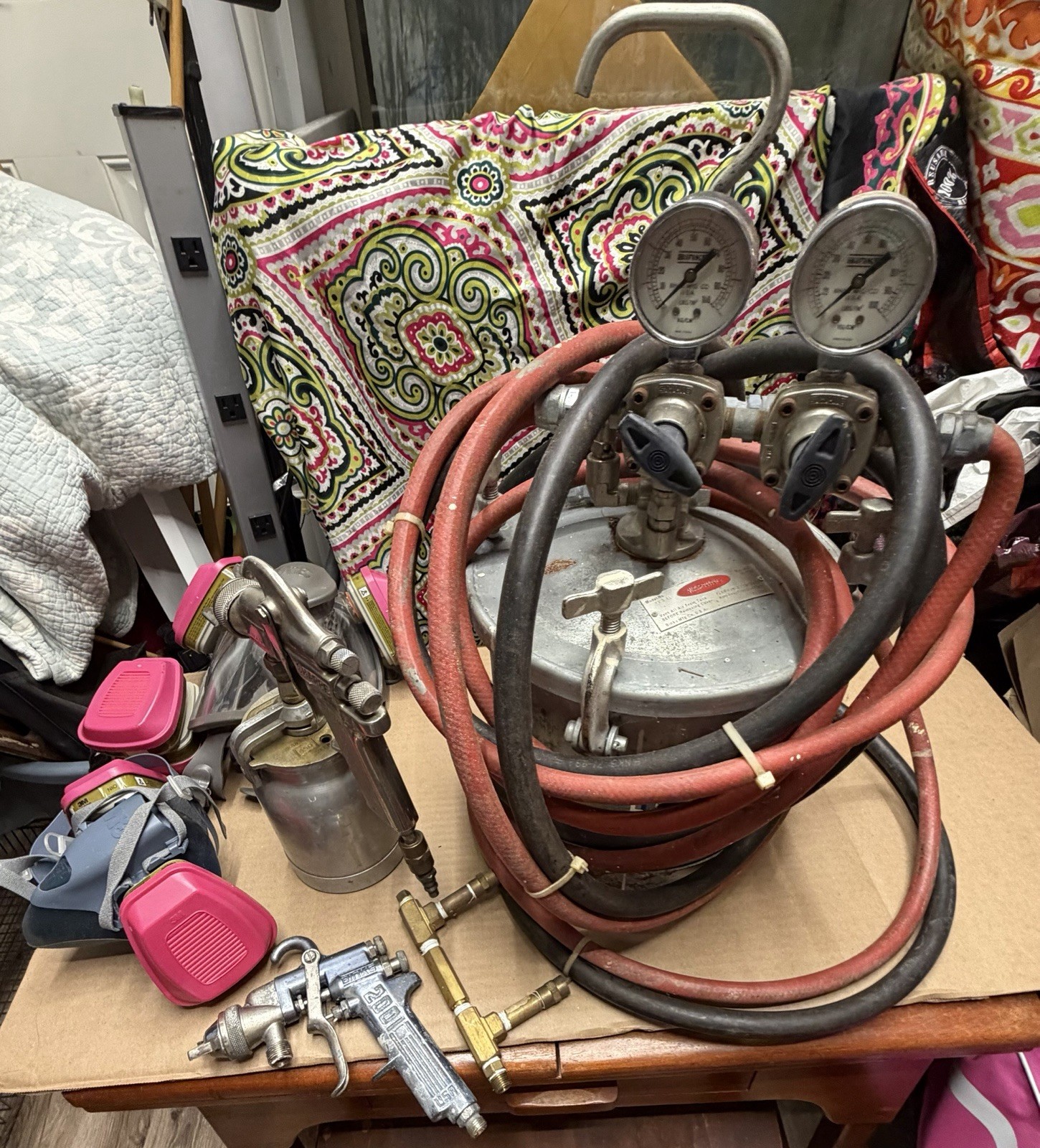 BINKS PRESSURE POT Tank Spray Gun Sharpe Tank 3M Masks Contractor Paint Set Lot