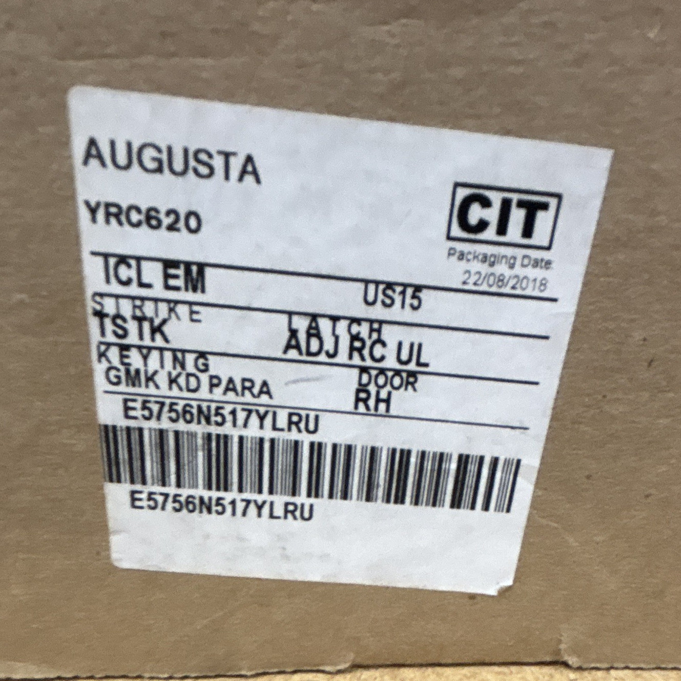 Augusta YRC620 Door Strike TCL EM Right-Handed US15 E5756N517YLRU