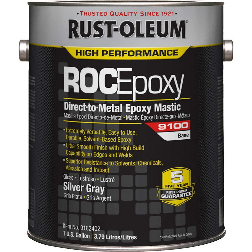 RUST-OLEUM 9182402 Epoxy Mastic,9100,Silver Gray,1 gal,Can 4CH80