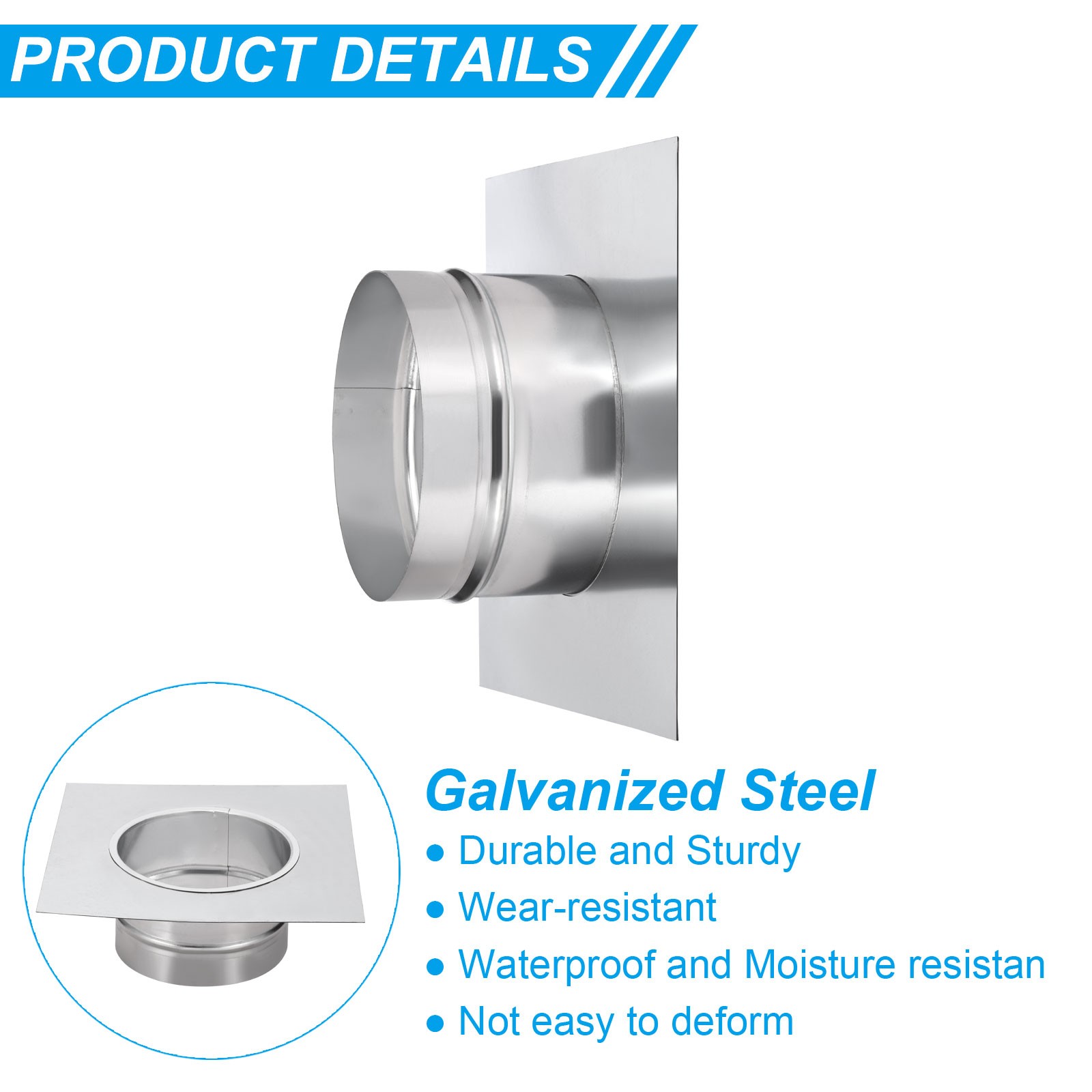 6″ Galvanized Steel Duct Connectors Flange Air Ducting Mounting Plate 10″x10″
