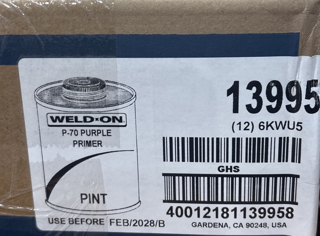 Weld-On 13995 P-70 Purple Primer Pvc/Cpvc (12 PACK)