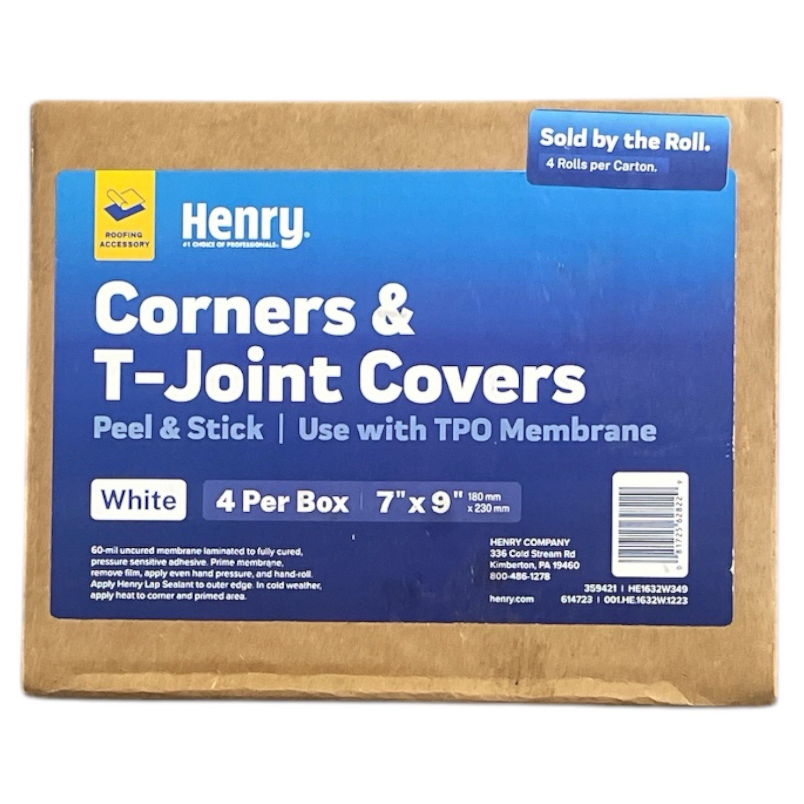 Henry 7”x 9” Single-Ply Self-adhering Roofing Corners & T-Joint Covers.(4 Ct)